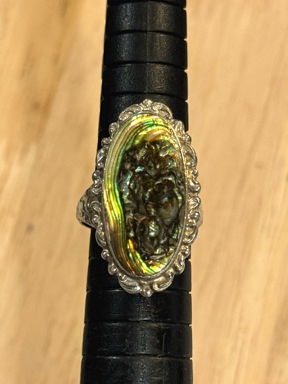 🌊VTG 925 STERLING ABALONE SHELL ESTATE RING🌊